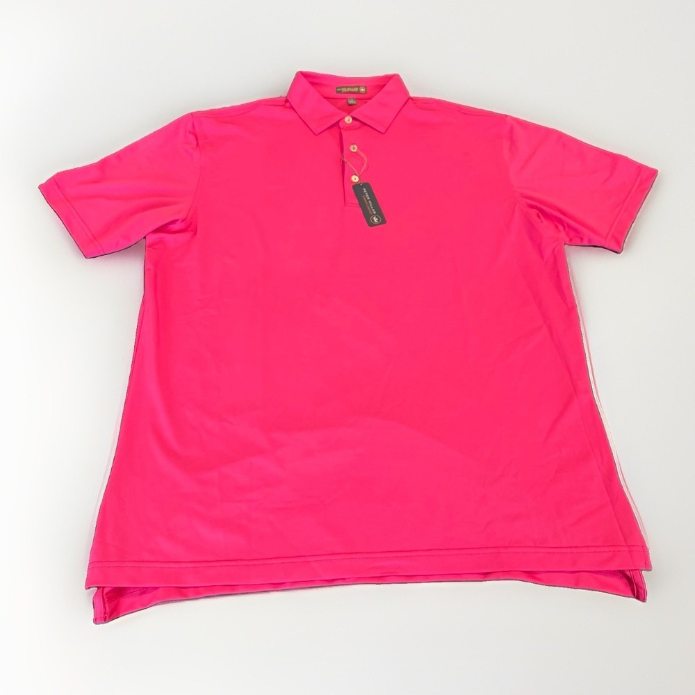Peter Millar Crown Sport Summer Comfort Solid Pink Polo Shirt Large